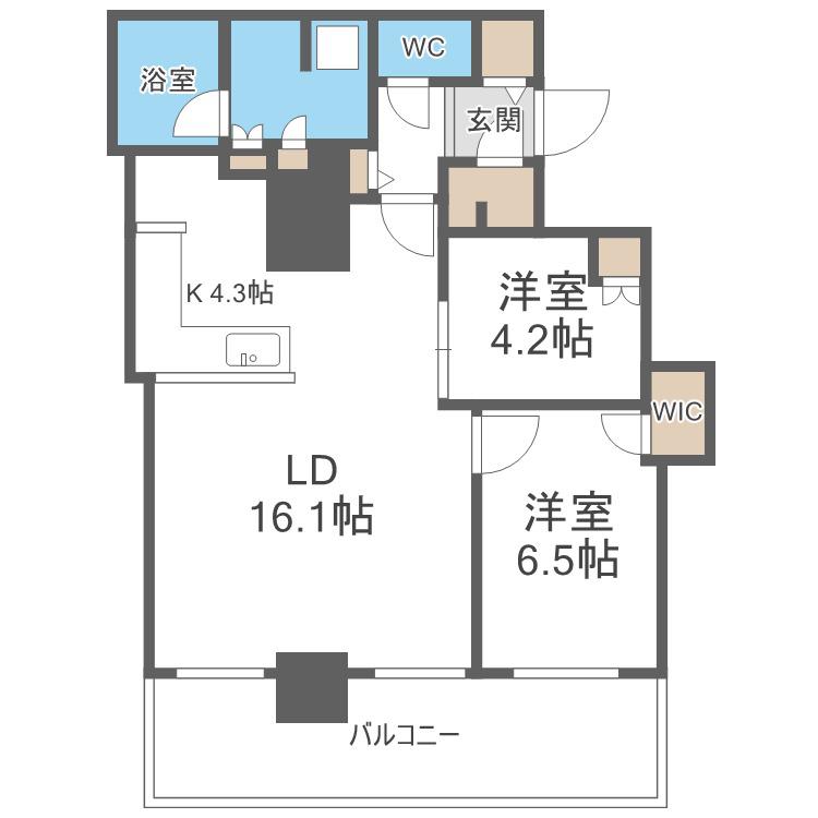 ザ・札幌タワーズ ウエストタワー(2LDK/17階)の間取り写真