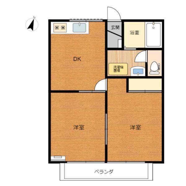 メルベーユII(2DK/2階)の間取り写真