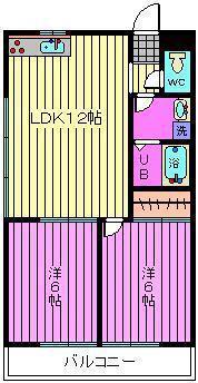 コーポ道半山 A・B(2LDK/1階)の間取り写真