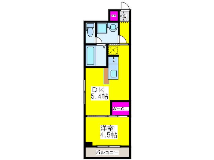SOAR堺綾之町(1DK/4階)の間取り写真