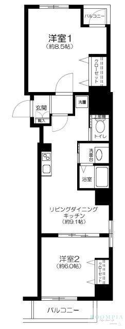 パークサイド東陽(2LDK/4階)の間取り写真