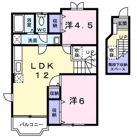 ケンコーポラス(2LDK/2階)の間取り写真