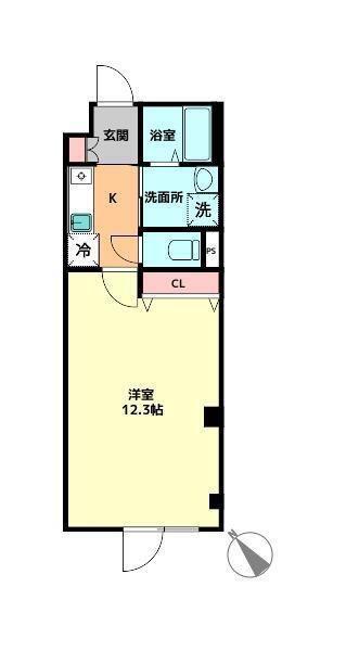 PREMIER古淵II(1K/2階)の間取り写真