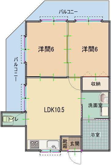 ラフォルテ屋富祖(2LDK/3階)の間取り写真
