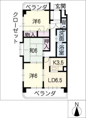 ウィンザーガーデン(3LDK/5階)の間取り写真
