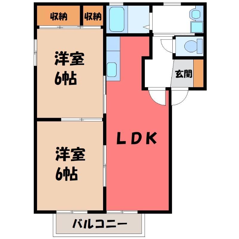 グランドール連取 E(2LDK/2階)の間取り写真