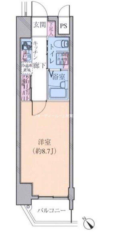 MUSIC JOY根岸(1K/4階)の間取り写真