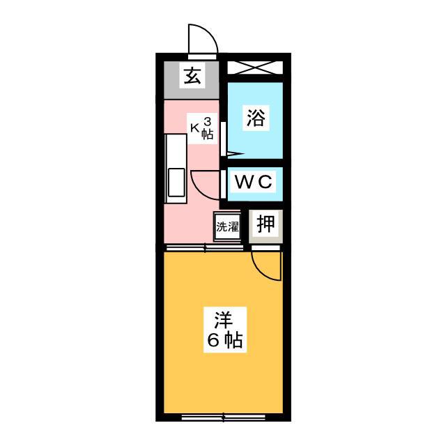 フジタハイツII(1K/1階)の間取り写真