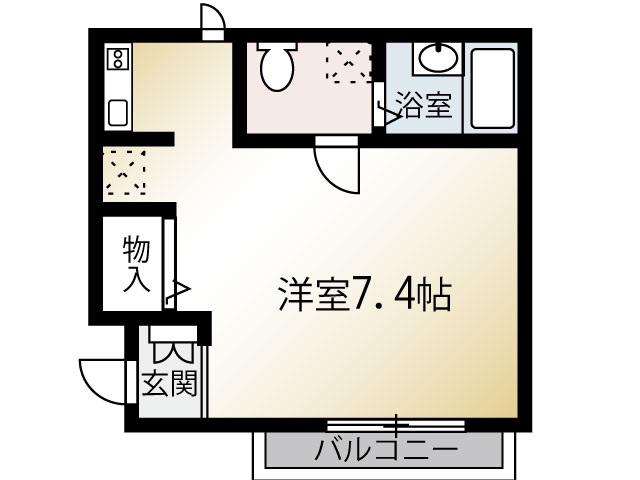 スプリングローズA棟(ワンルーム/2階)の間取り写真