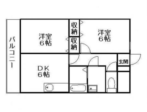 スカイマンションE棟(2DK/3階)の間取り写真
