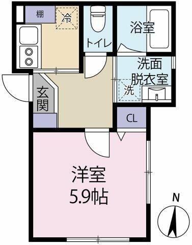 CASA FIORA(1K/2階)の間取り写真