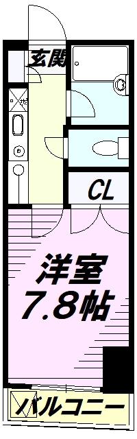 S-FORT八王子(1K/4階)の間取り写真