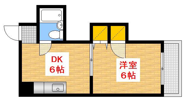 大和ビル(1DK/7階)の間取り写真