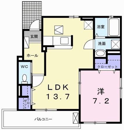ラッフィナートII(1LDK/1階)の間取り写真