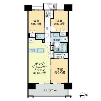 MJR鹿児島中央駅前ザ・ガーデン(3LDK/8階)の間取り写真