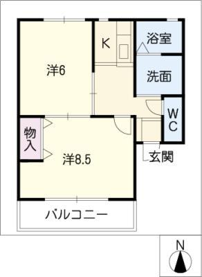 カルム森本(2K/1階)の間取り写真