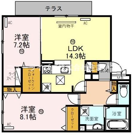 フェリオ(2LDK/1階)の間取り写真