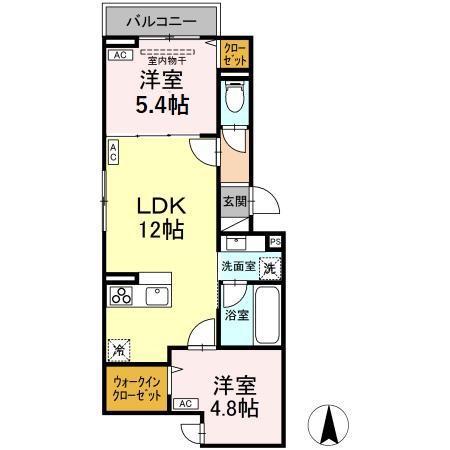 D-PRECIOUS深大寺東町(2LDK/3階)の間取り写真