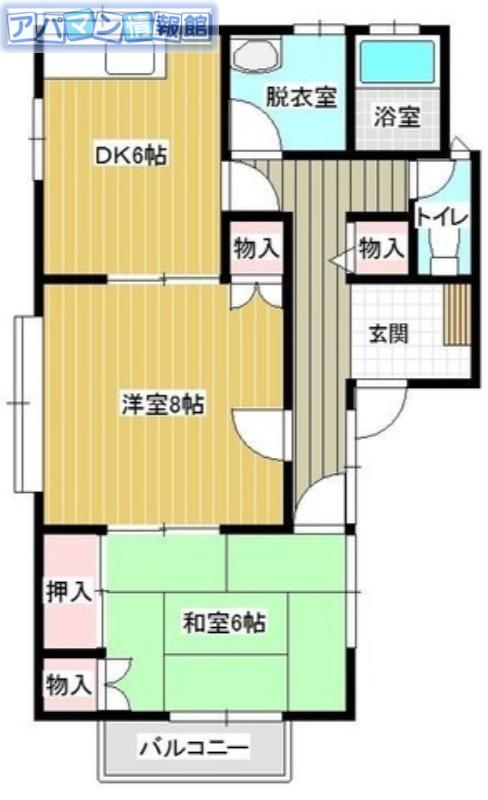 梨本ハイランドD棟(2DK/1階)の間取り写真