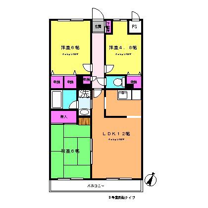 BELL COURT 6(3LDK/3階)の間取り写真