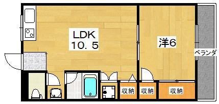 メゾン枚方(1LDK/2階)の間取り写真
