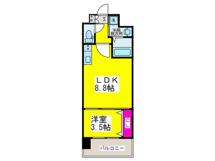 レクシア堺東(1LDK/8階)の間取り写真