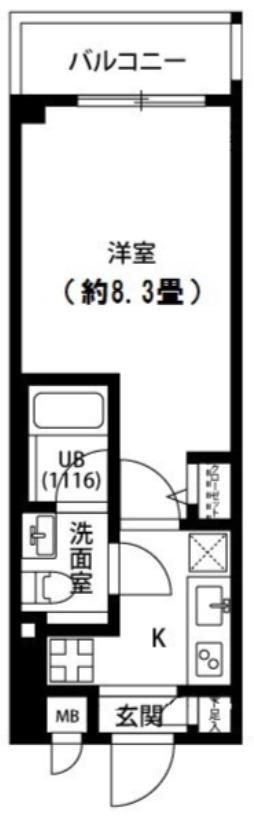 プレール・ドゥーク駒沢公園(1K/7階)の間取り写真