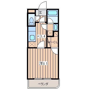 ヴァンフェアリー(1K/2階)の間取り写真