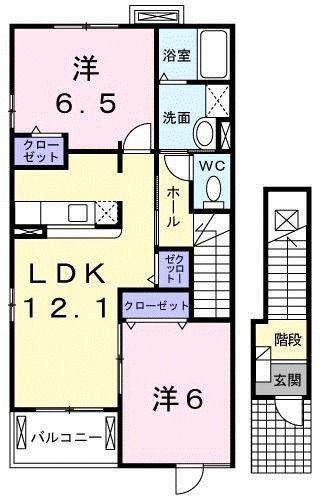 フォーリスト クスジI(2LDK/2階)の間取り写真