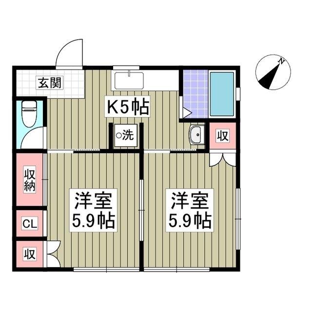 光ハイツ(2K/1階)の間取り写真