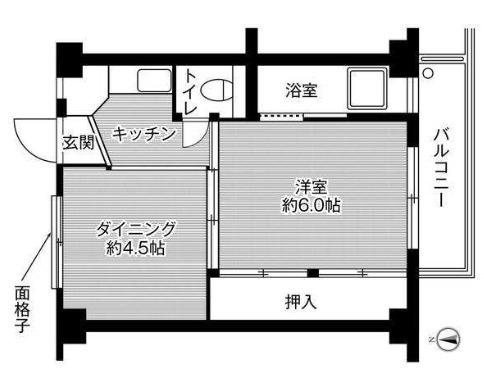 ビレッジハウス城蓮寺 6号棟(1DK/3階)の間取り写真