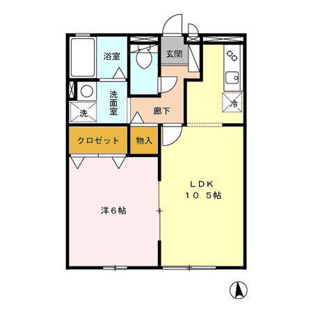 ルミエール花立 B棟(1LDK/1階)の間取り写真