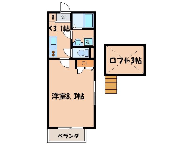 グリーンヒル草野(1K/1階)の間取り写真