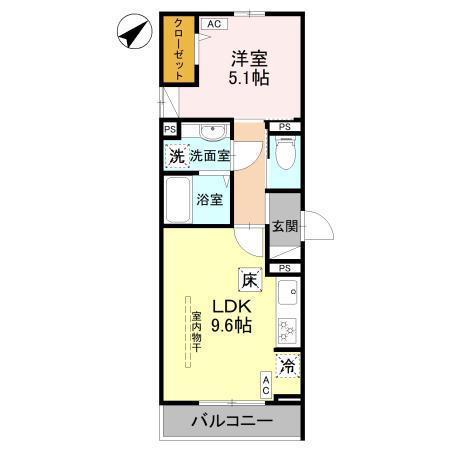 LA CHANCE和田町(1LDK/1階)の間取り写真
