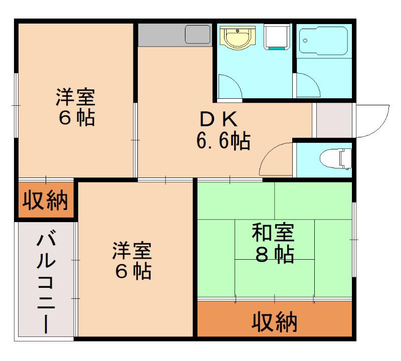 アクター3(3DK/2階)の間取り写真