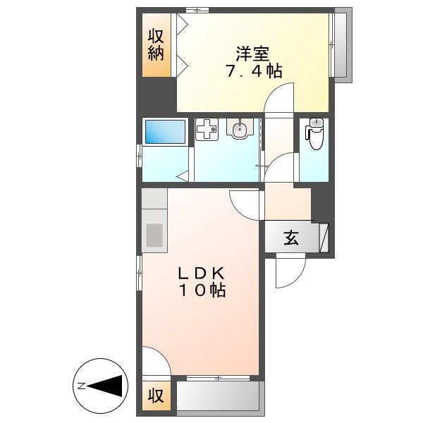 アビタシオン葵(1LDK/4階)の間取り写真