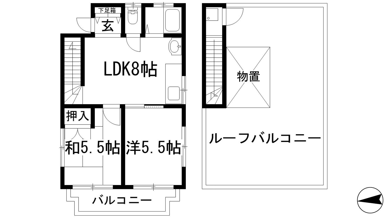 増田ビル(2LDK/3階)の間取り写真