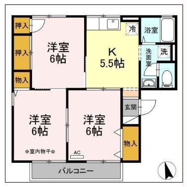 グリーンコート A(3K/2階)の間取り写真