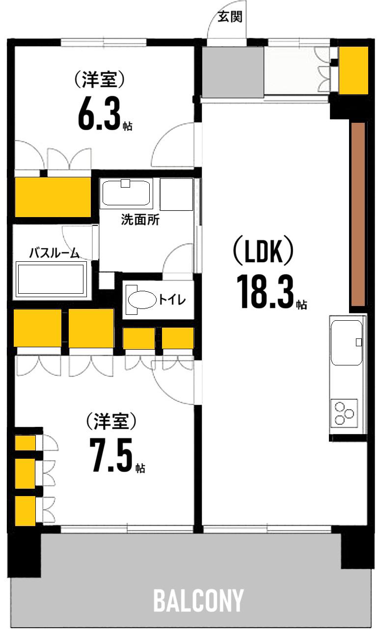 アーバンビュー宇品フェアパークB棟(2LDK/12階)の間取り写真