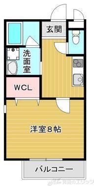 OAK中穂積(1K/1階)の間取り写真