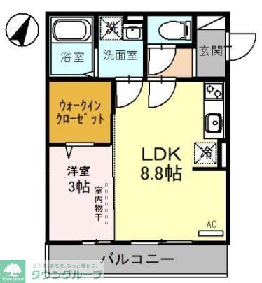 シェーングラース D(1LDK/2階)の間取り写真