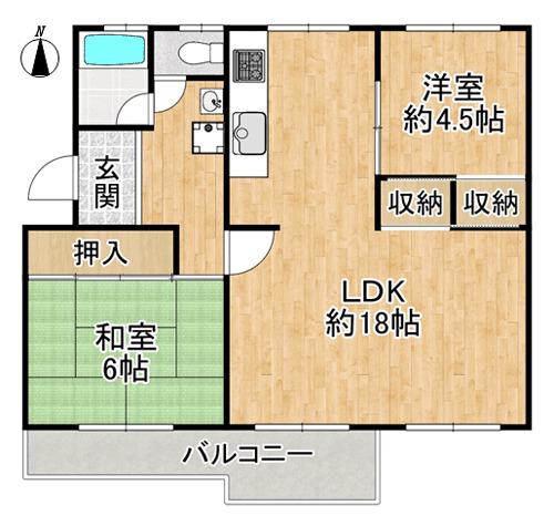 金剛第2145棟(2LDK/3階)の間取り写真