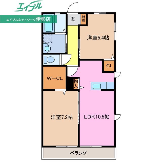 リュシオル(2LDK/1階)の間取り写真