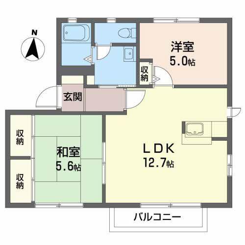 ディアスファミーユA(2LDK/2階)の間取り写真