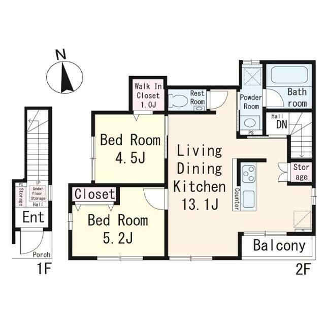 KUA MAISON J(2LDK/2階)の間取り写真