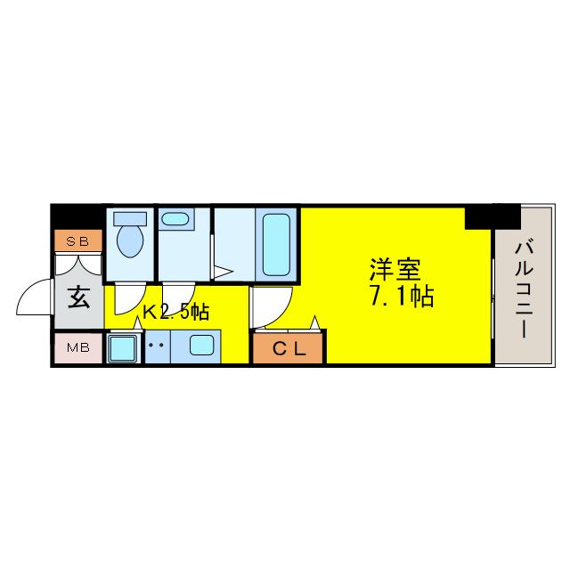 プレサンス大阪福島シエル(1K/3階)の間取り写真