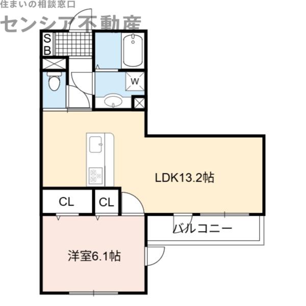 キャトルセゾン(1LDK/3階)の間取り写真
