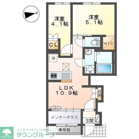 シャインテラス・アベニール(2LDK/1階)の間取り写真