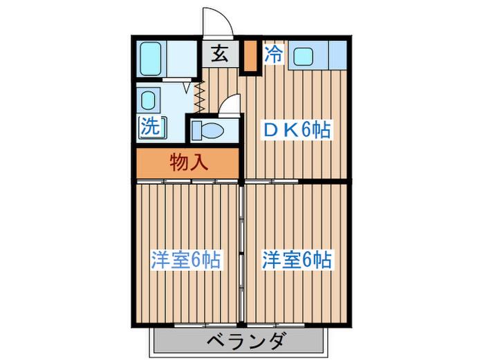 パークサイド中山(2DK/2階)の間取り写真