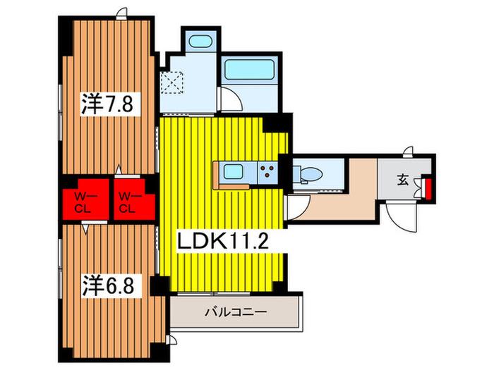 ディアマンテ(2LDK/3階)の間取り写真